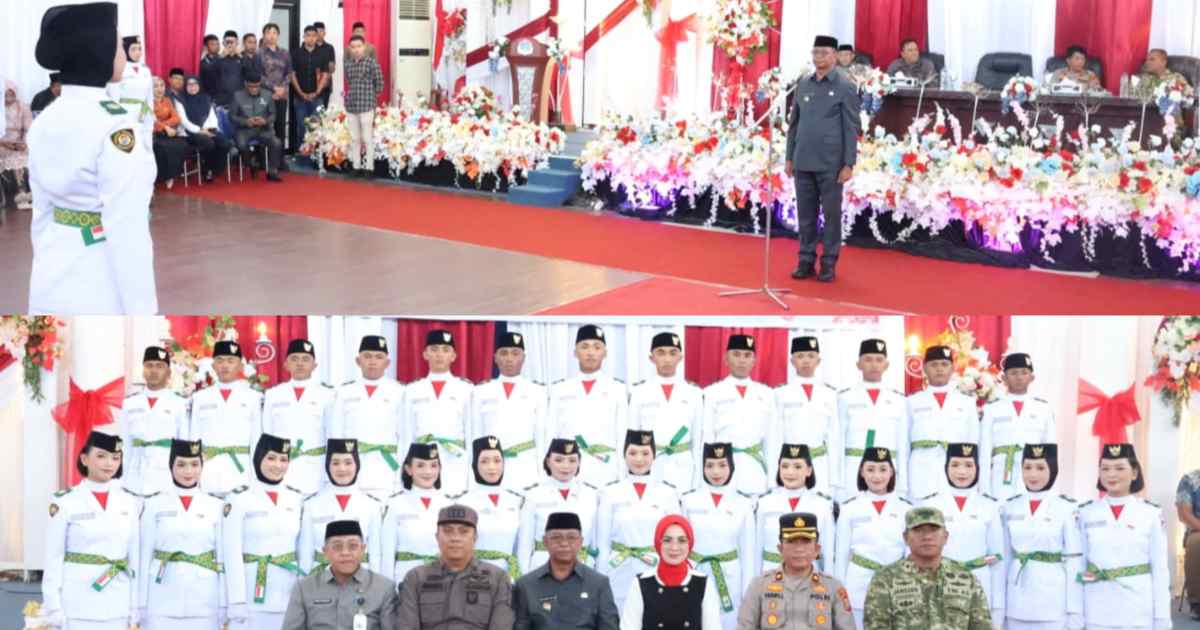 Bupati Oskar Manoppo mengukuhkan Paskibraka Boltim 2026 di Kantor Bupati Boltim