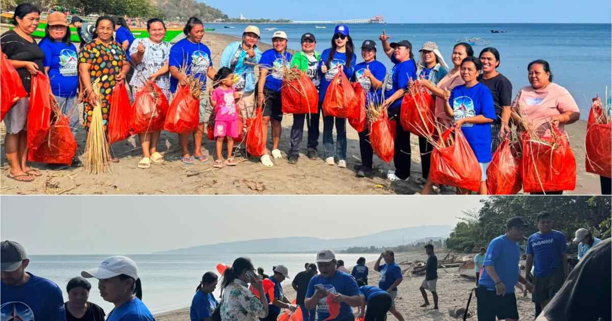 Angelia Wenas bersama peserta melakukan aksi bersih-bersih dalam Gerakan Langit Biru