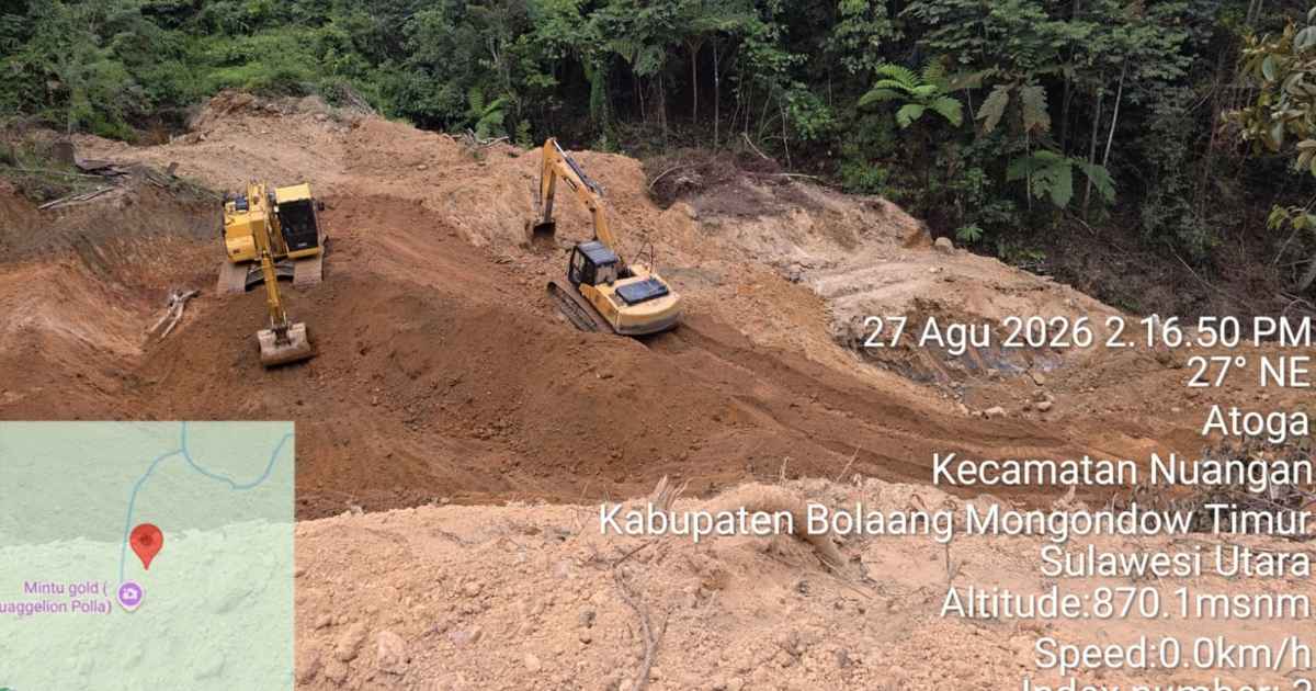 Lokasi aktivitas dua ekskavator di Hutan Mintu Atoga Timur Boltim