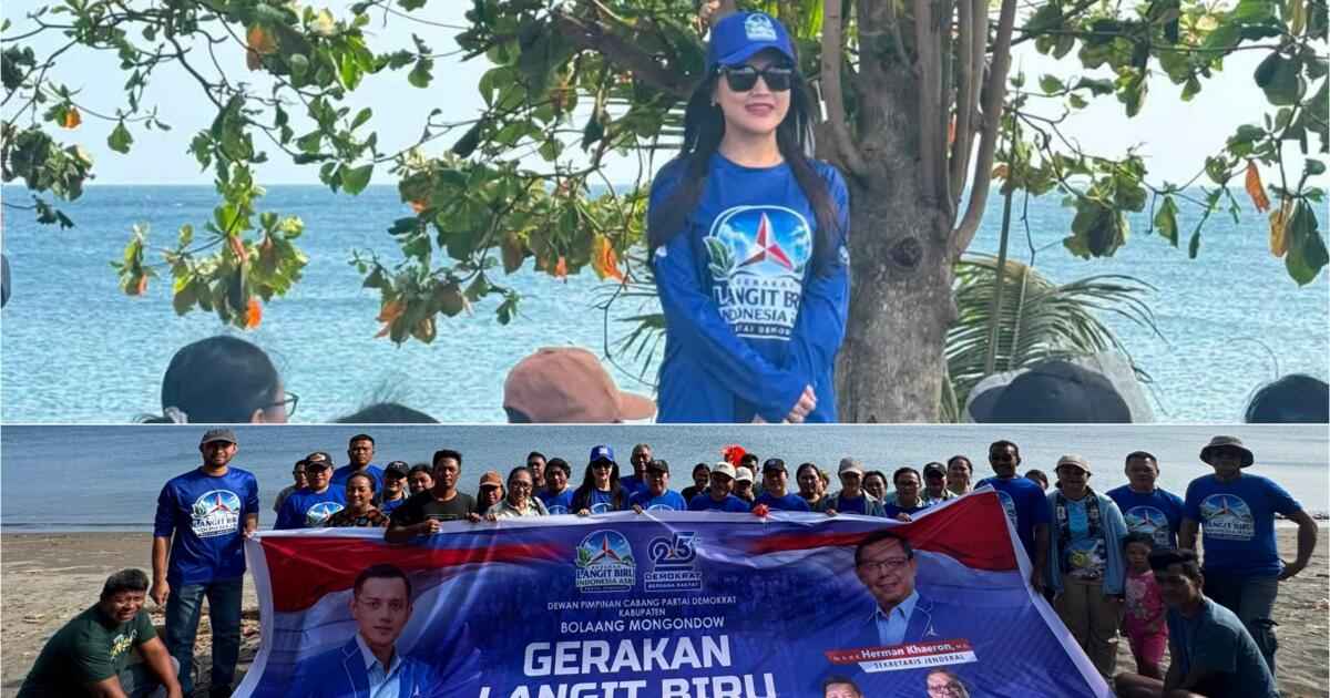 Angelia Wenas memimpin Gerakan Langit Biru bersama Demokrat Bolmong di Desa Inobonto II