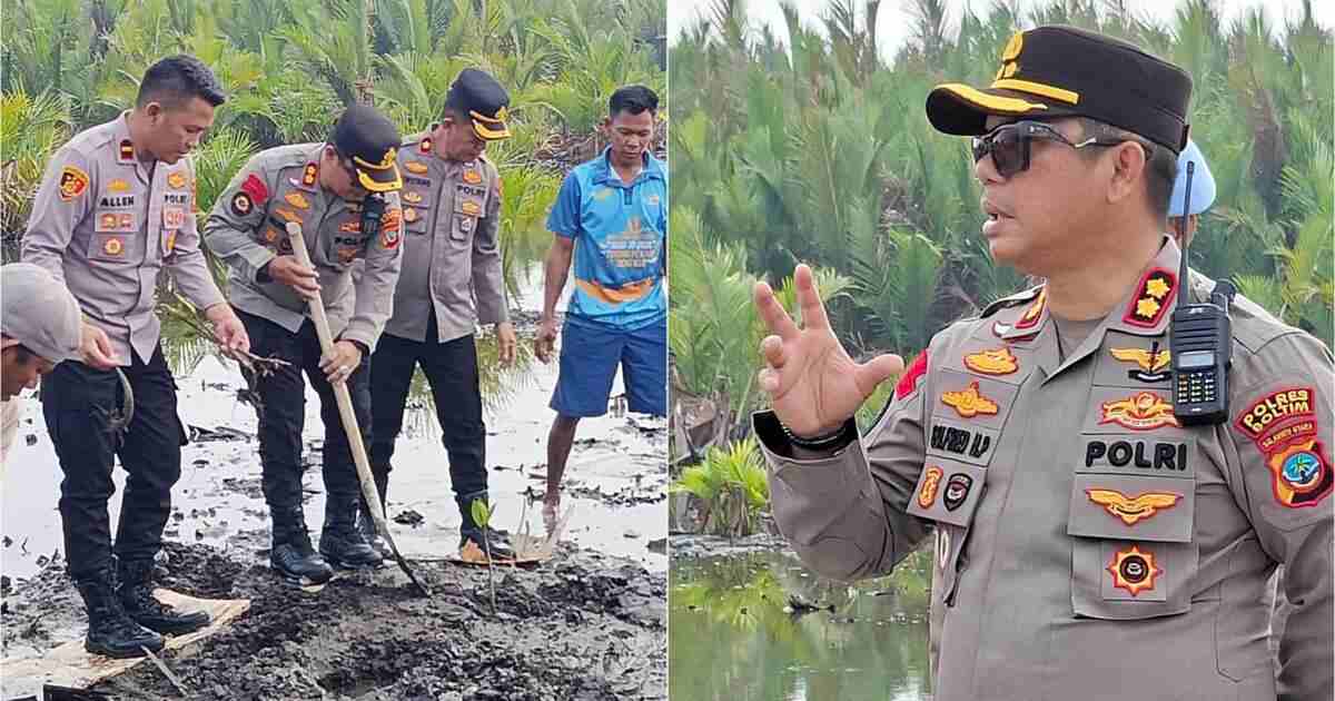 Kapolres Boltim memimpin kegiatan Green Policing di hutan bakau Desa Tutuyan III.