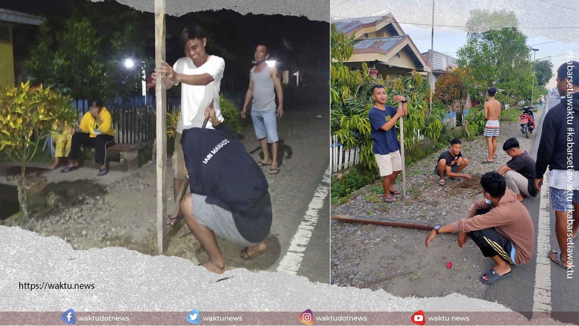 Pemuda Boltim Pasang Lampu Hias
