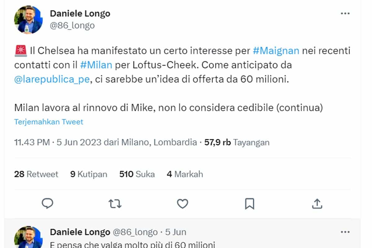 AC Milan Tolak Tawaran Chelsea untuk Mike Maignan