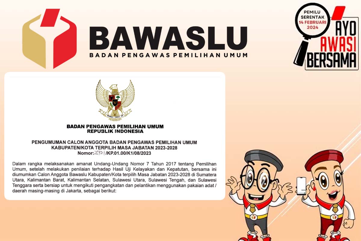 Daftar Nama Calon Anggota Bawaslu Kabupaten/Kota Terpilih Sulawesi Utara