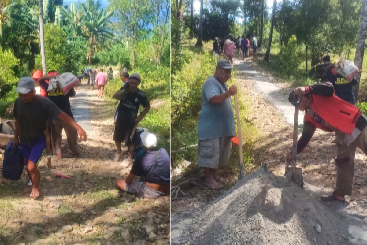 Warga Desa Loyow Boltim Gotong Royong