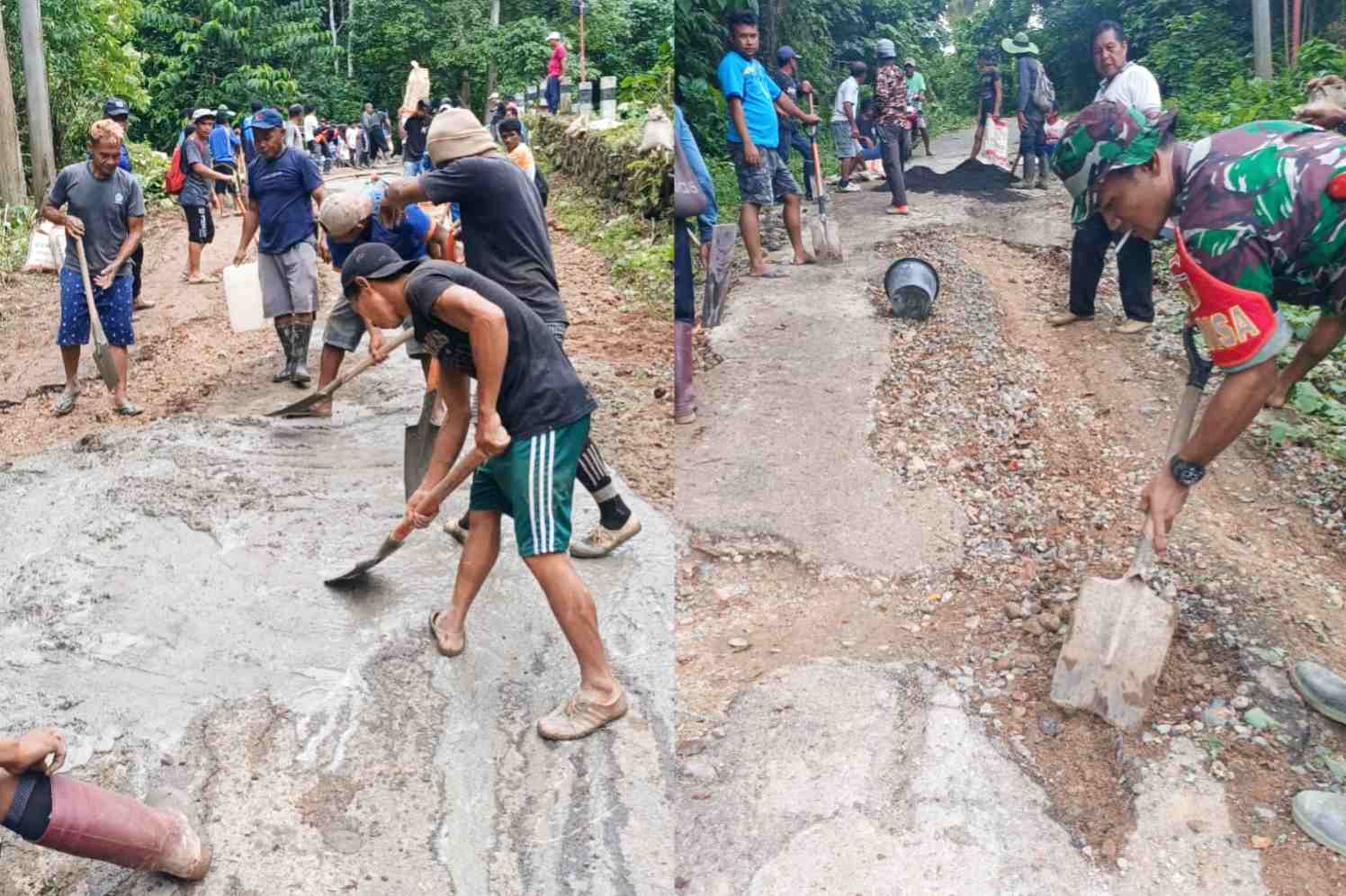 Warga Perbaiki Jalan Jiko Belanga