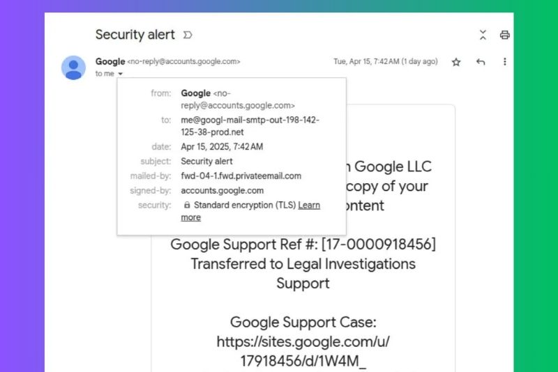 Phishing Email Google