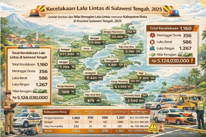 Kecelakaan Lalu Lintas Sulawesi Tengah 2025