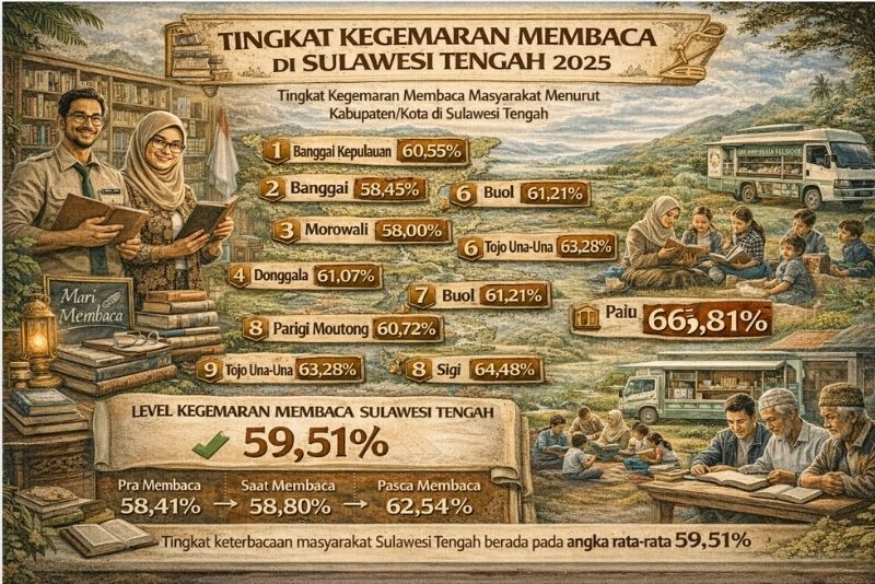 Tingkat Kegemaran Membaca Sulawesi Tengah 2025