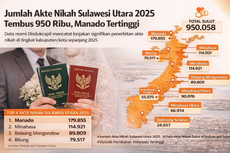 jumlah akte nikah Sulawesi Utara 2025