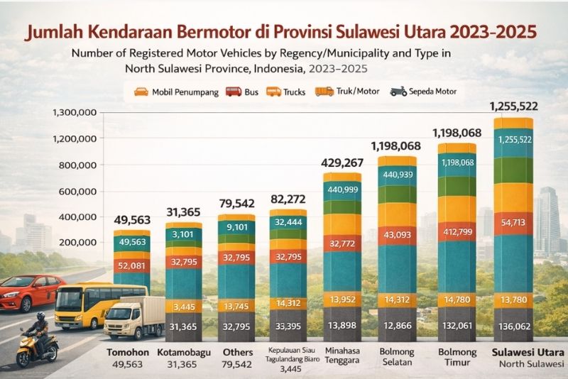 jumlah kendaraan bermotor Sulawesi Utara 2025