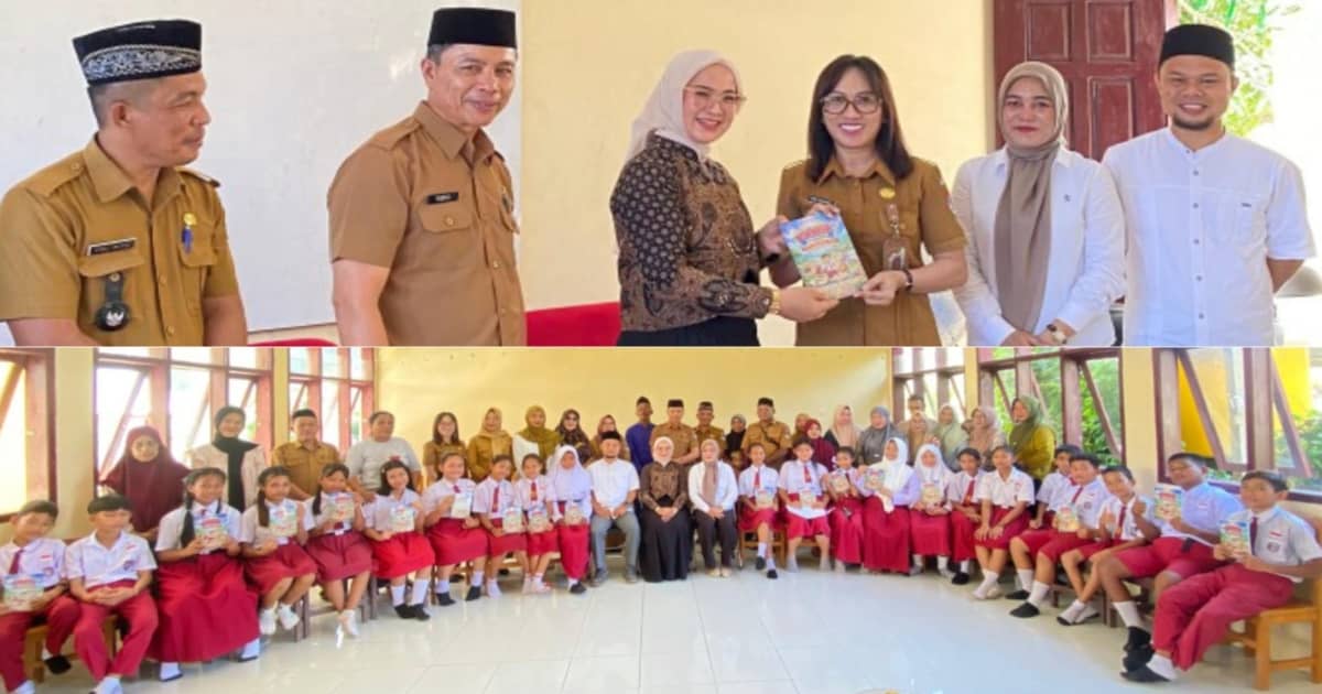 Foto bersama 16 penulis cilik Boltim dengan Bunda Literasi