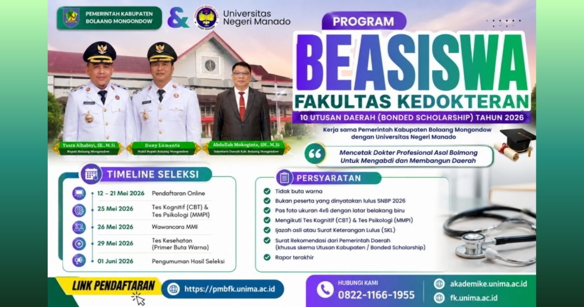 Beasiswa Fakultas Kedokteran Bolmong 2026