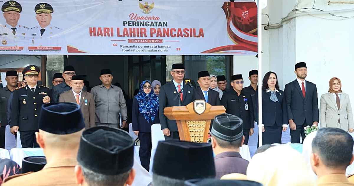 Bupati Boltim Oskar Manoppo memimpin upacara Hari Lahir Pancasila 2026