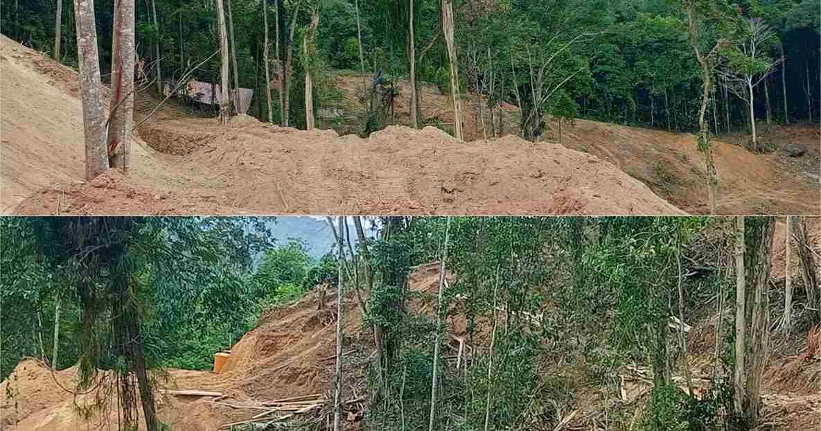 Kondisi lokasi tambang di Desa Bai saat pengecekan polisi tidak ditemukan aktivitas pertambangan.