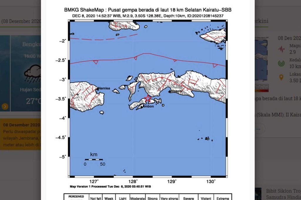 Gempa Terkini hari ini Mengguncang Kairatu • Waktu.news