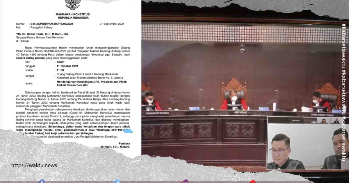 Dewan Pers Dipastikan Beri Keterangan di MK