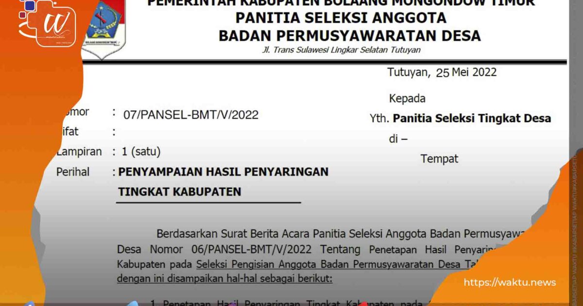 Hasil Penyaringan Calon BPD Boltim