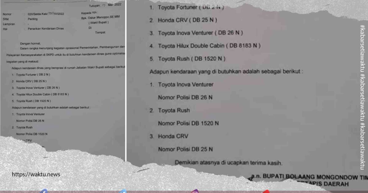 Kendaraan Dinas Wakil Bupati Boltim