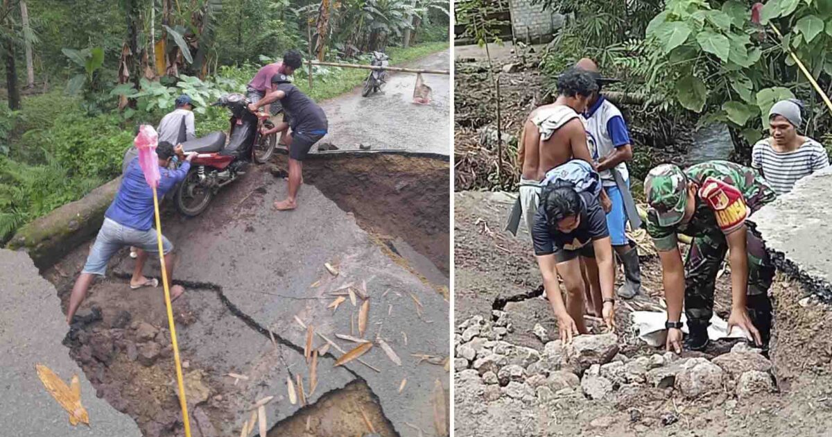 Jalan Jiko Belanga Terbelah Dua