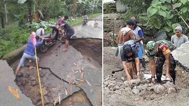 Jalan Jiko Belanga Terbelah Dua