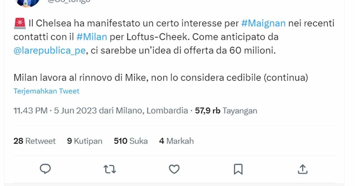 AC Milan Tolak Tawaran Chelsea untuk Mike Maignan