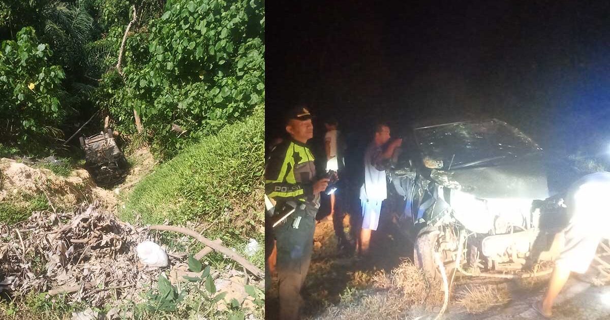 Polsek Nuangan Evakuasi Mobil Masuk Jurang