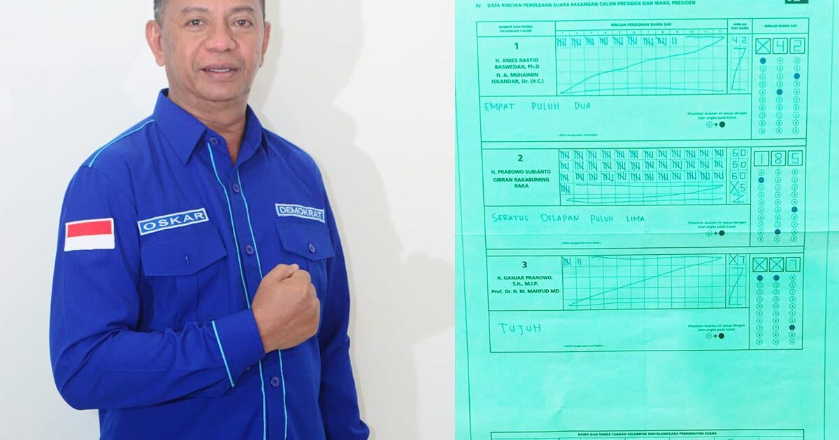 Prabowo-Gibran Menang di TPS Oskar Manoppo