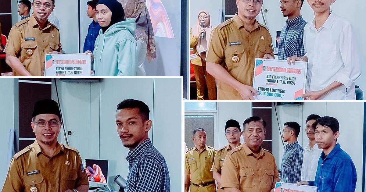 Sirajudin Lasena Serahkan Beasiswa Mahasiswa