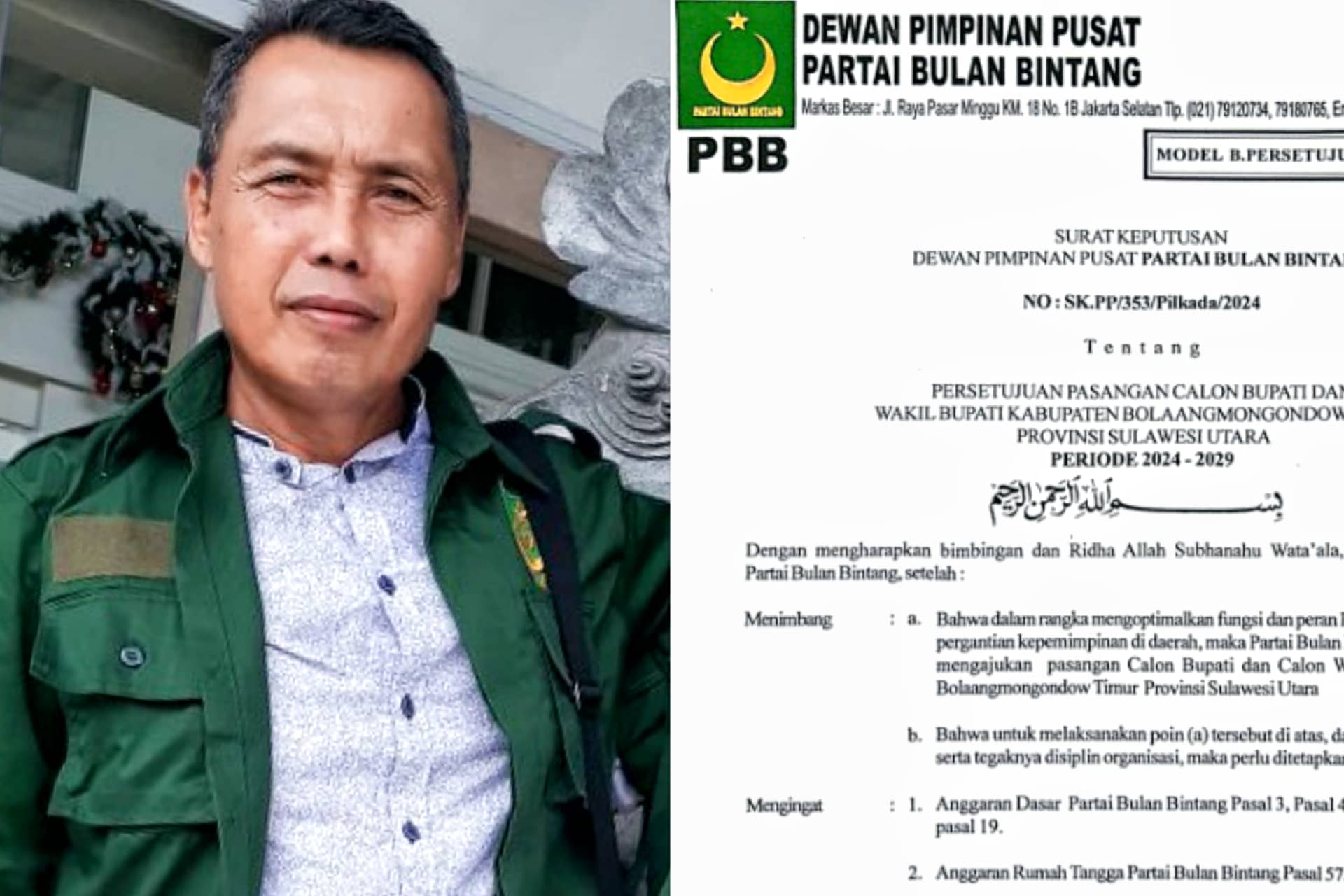 PBB Dukung Oskar-Argo di Pilkada Boltim 2024