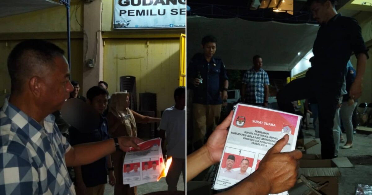KPU Boltim Bakar Surat Suara Rusak