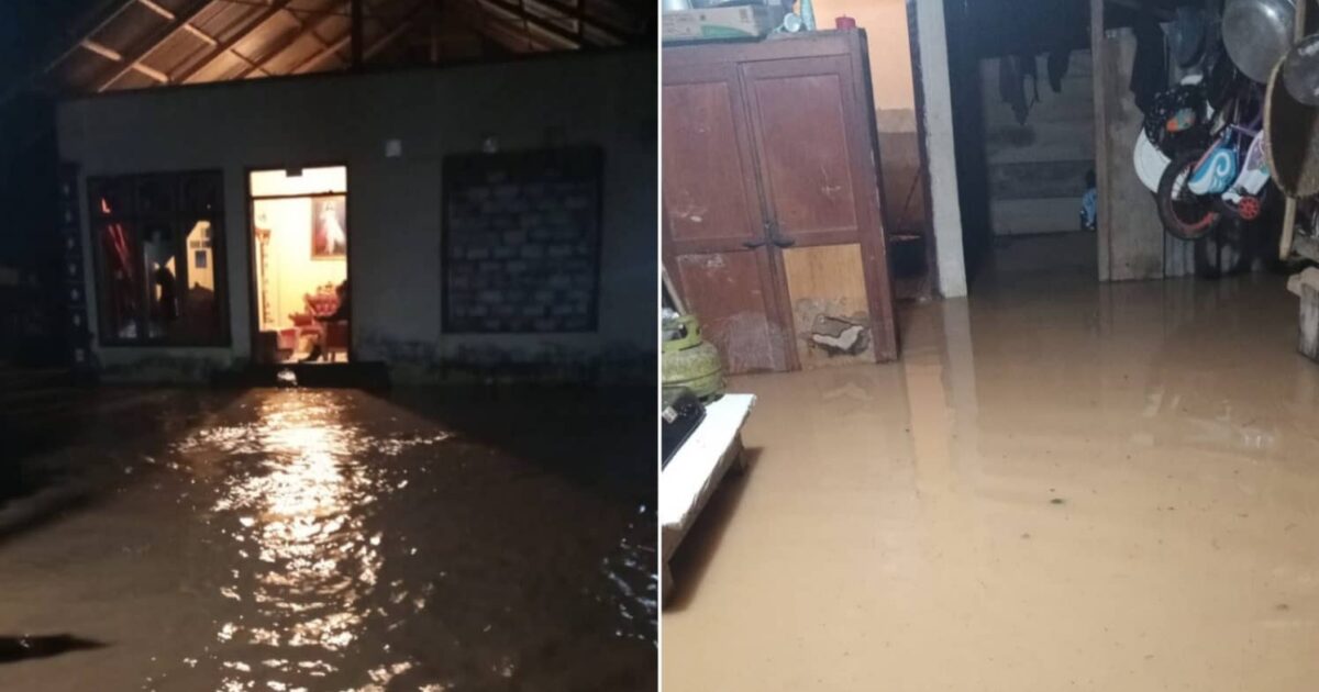 Kondisi rumah warga di Desa Molobog Timur Kabupaten Bolaang Mongondow Timur yang terrendam banjir, Kamis (30/1/2025) malam.