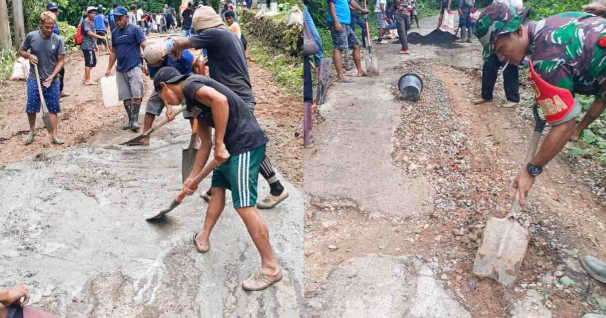 Warga Perbaiki Jalan Jiko Belanga