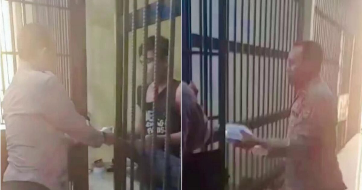 Polisi di Polres Boltim Bagikan Makanan ke Tahanan