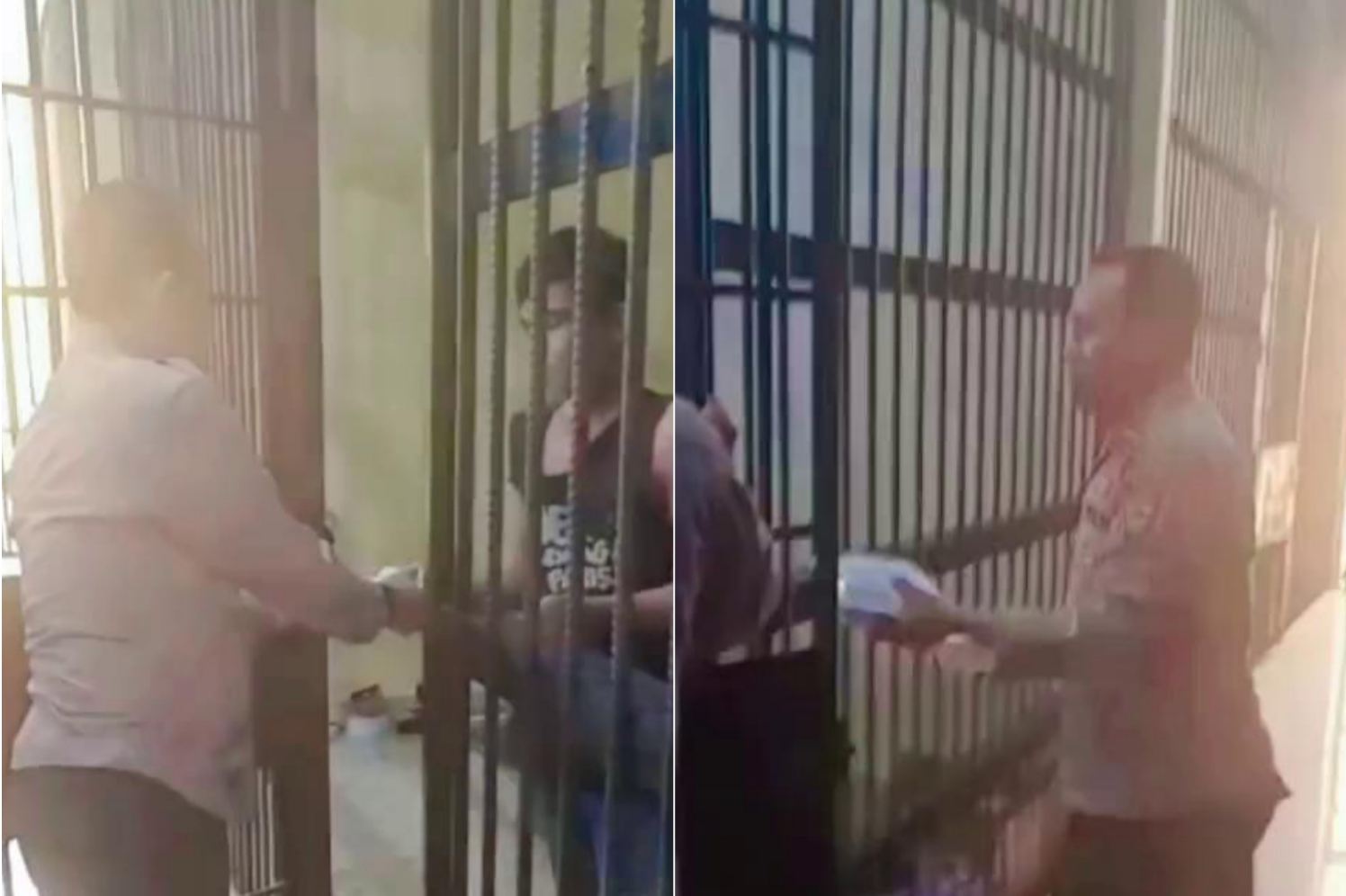 Polisi di Polres Boltim Bagikan Makanan ke Tahanan