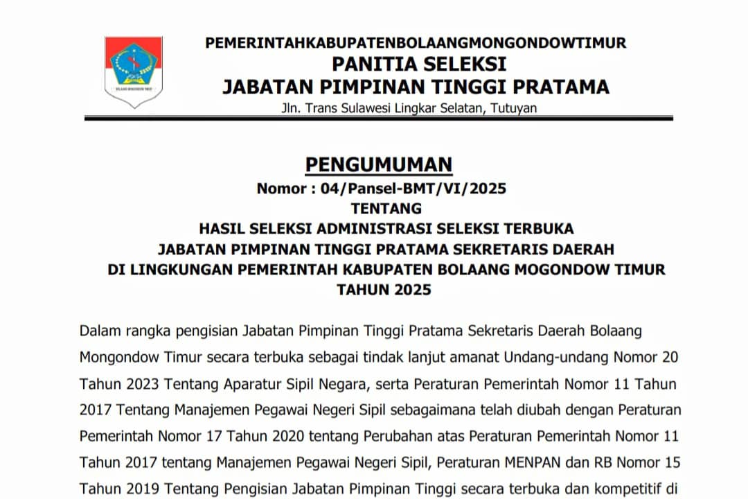 Calon Sekda Boltim