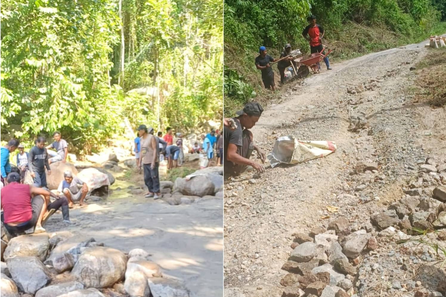 Warga Jiko Belanga Lanjutkan Pengecoran Jalan Rusak