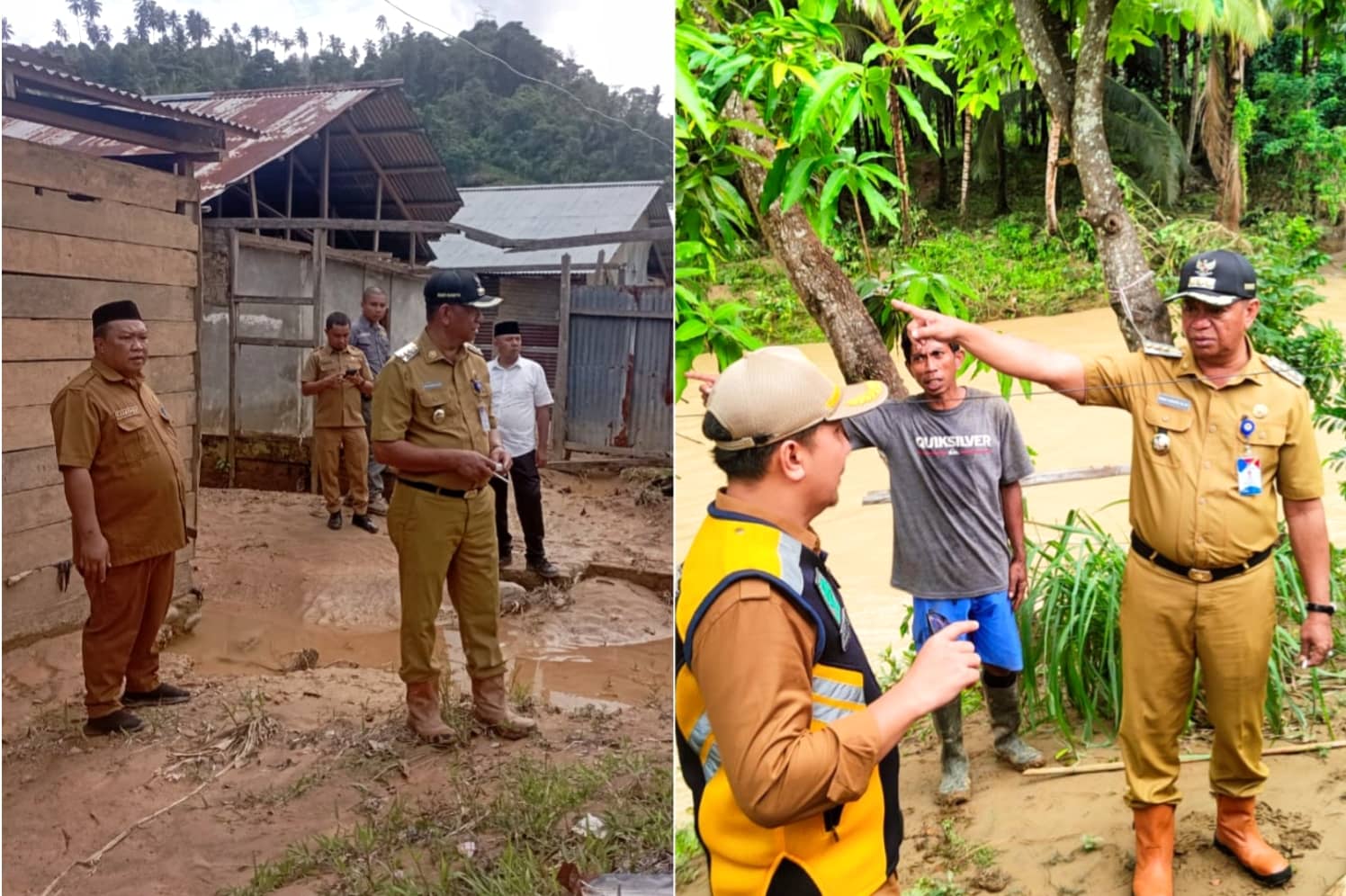 Bupati Boltim Oskar Manoppo meninjau Sungai Tuilan usai banjir di Nuangan