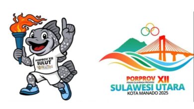 logo dan maskot Porprov XII Manado 2025