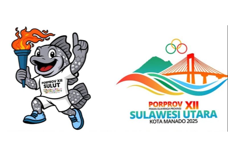 logo dan maskot Porprov XII Manado 2025