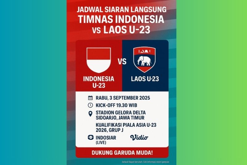 Jadwal siaran langsung Timnas Indonesia vs Laos