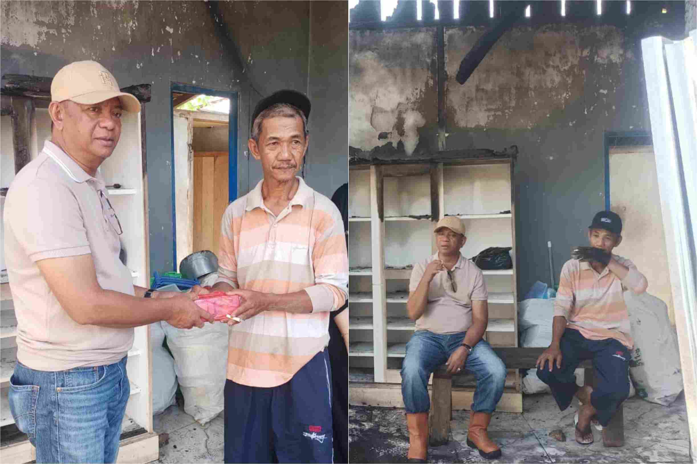Bupati BoaImam Masjid Korban Kebakaran di Kotabunanltim Oskar Manoppo menyerahkan bantuan uang tunai kepada imam Masjid Al-Ikhlas di Kotabunan Barat