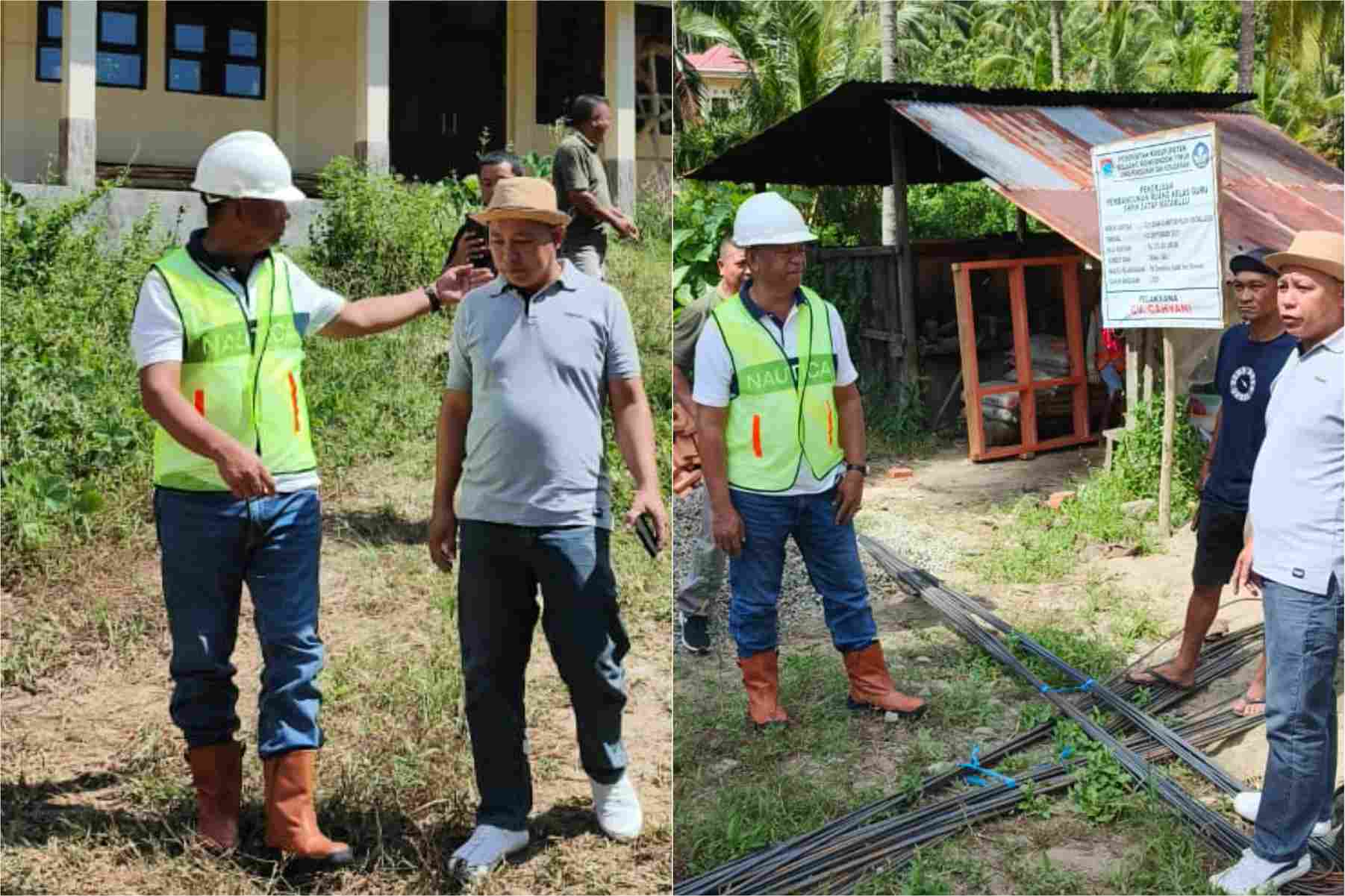Bupati Boltim Oskar Manoppo meninjau proyek pembangunan ruang kelas baru di SMPN Satap Matabulu, Kecamatan Nuangan, Kabupaten Bolaang Mongondow Timur.