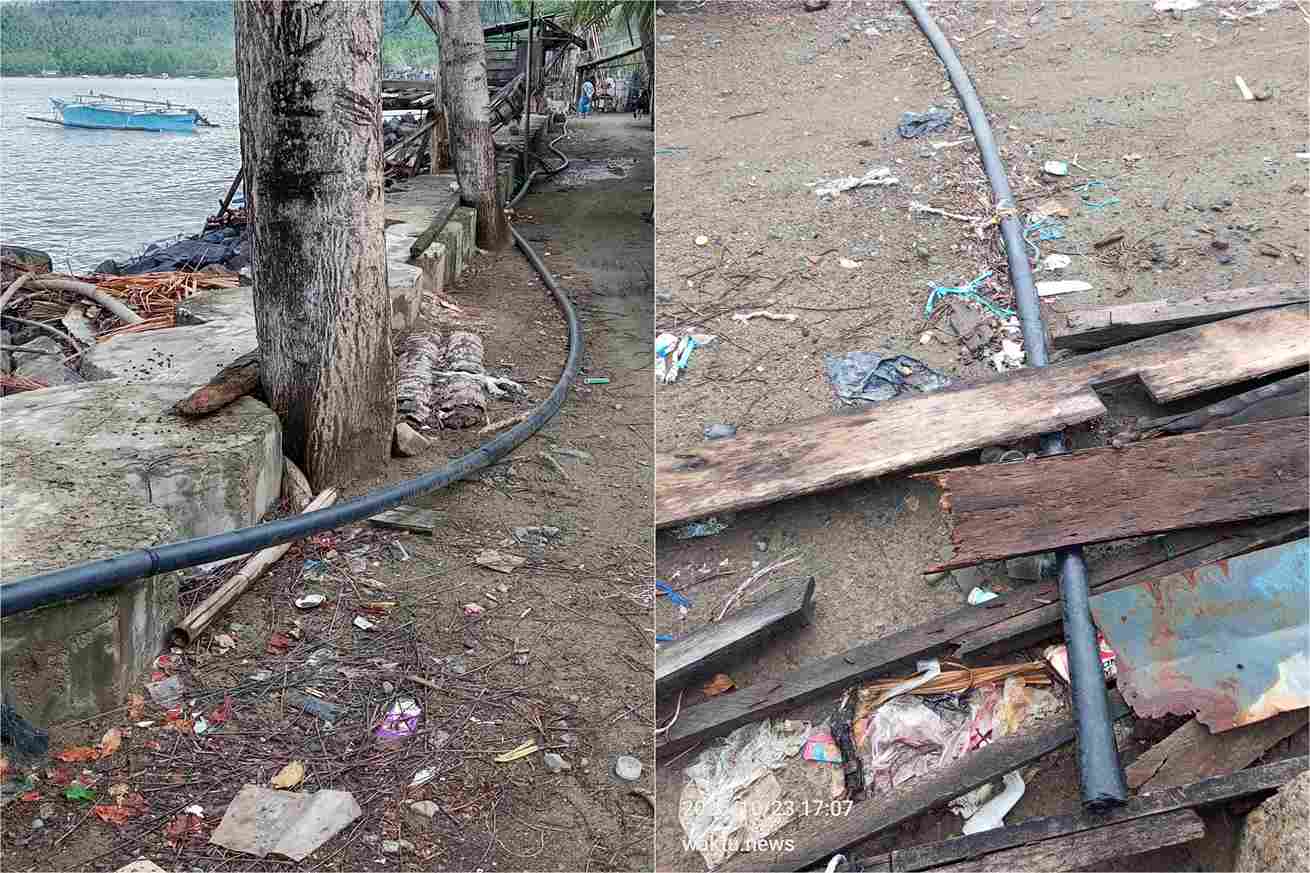 Kondisi jalur pipa air SPAM Nuangan di Dusun I Loyow rusak dan tidak air mengalir