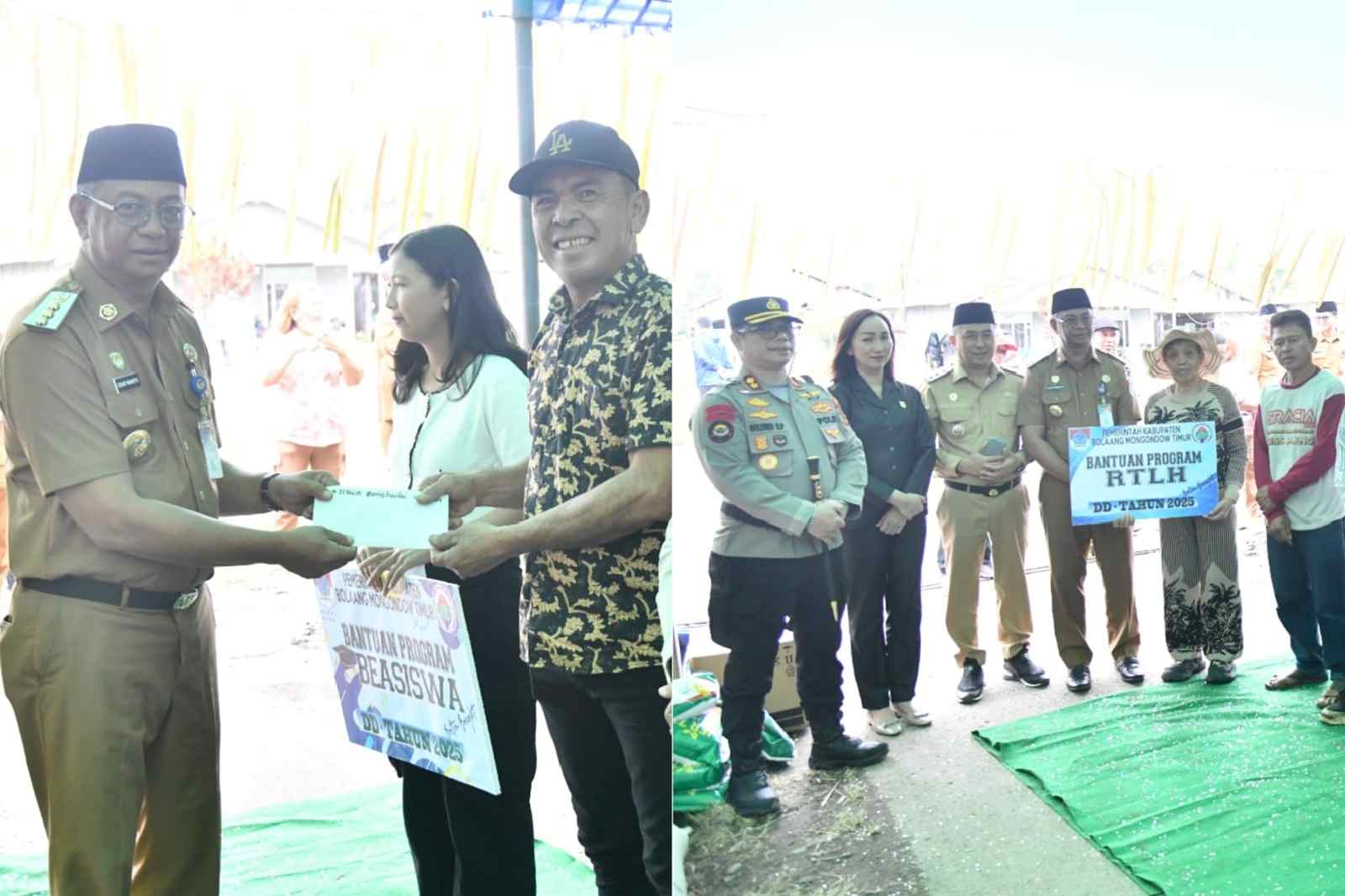 Bupati Oskar Manoppo dan Wabup Argo menyerahkan bantuan sosial kepada masyarakat Mooat