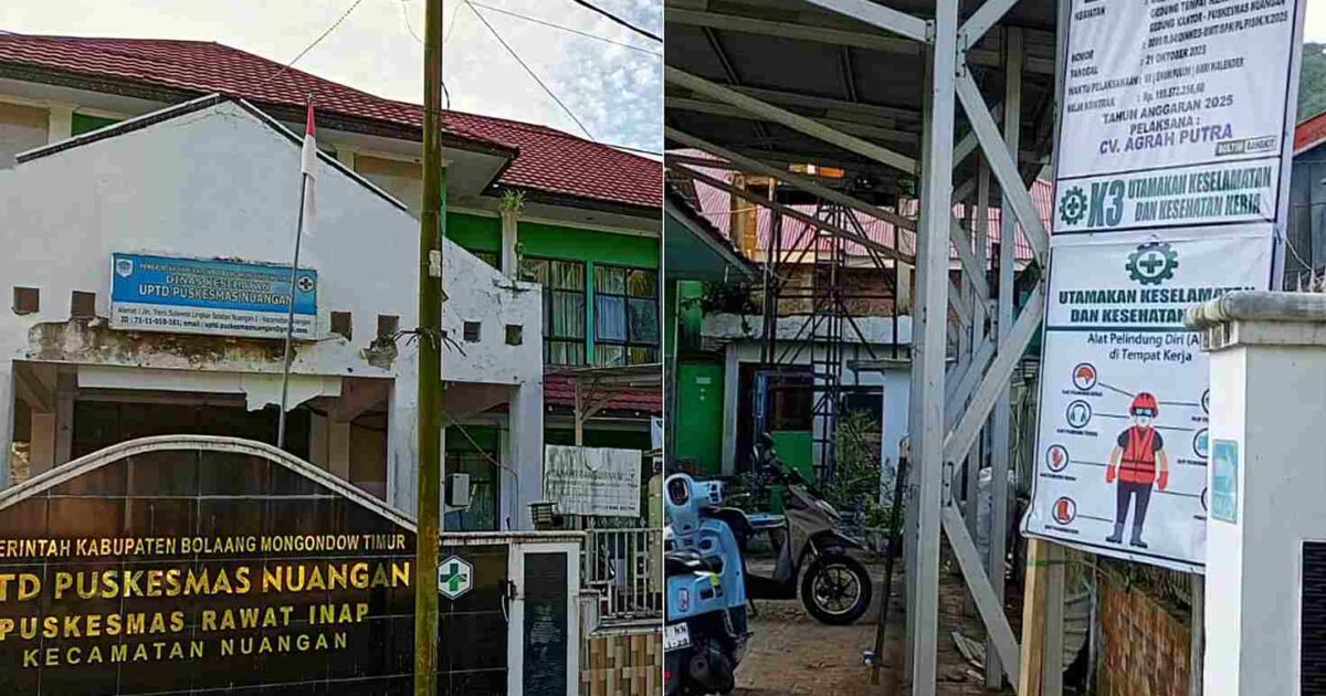 papan informasi proyek pemeliharaan Puskesmas Nuangan Boltim