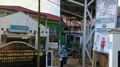 papan informasi proyek pemeliharaan Puskesmas Nuangan Boltim