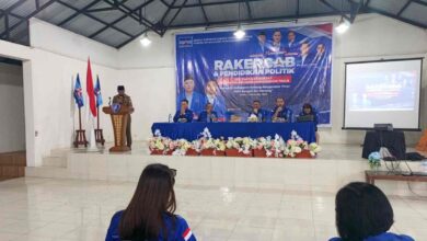 Bupati Boltim Oskar Manoppo membuka Rakercab Partai Demokrat Boltim