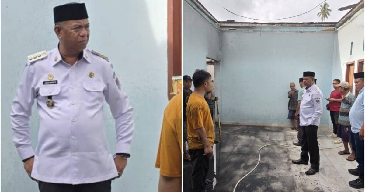 Bupati Oskar Manoppo meninjau rumah warga yang terbakar di Desa Buyat II