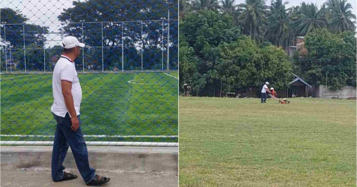 Bupati Boltim Oskar Manoppo ikut membersihkan Lapangan Gogaluman Tutuyan